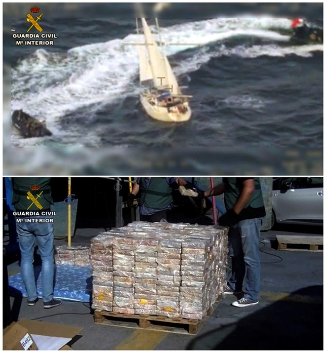 Interceptan en Málaga un velero con 600 kilos de cocaína