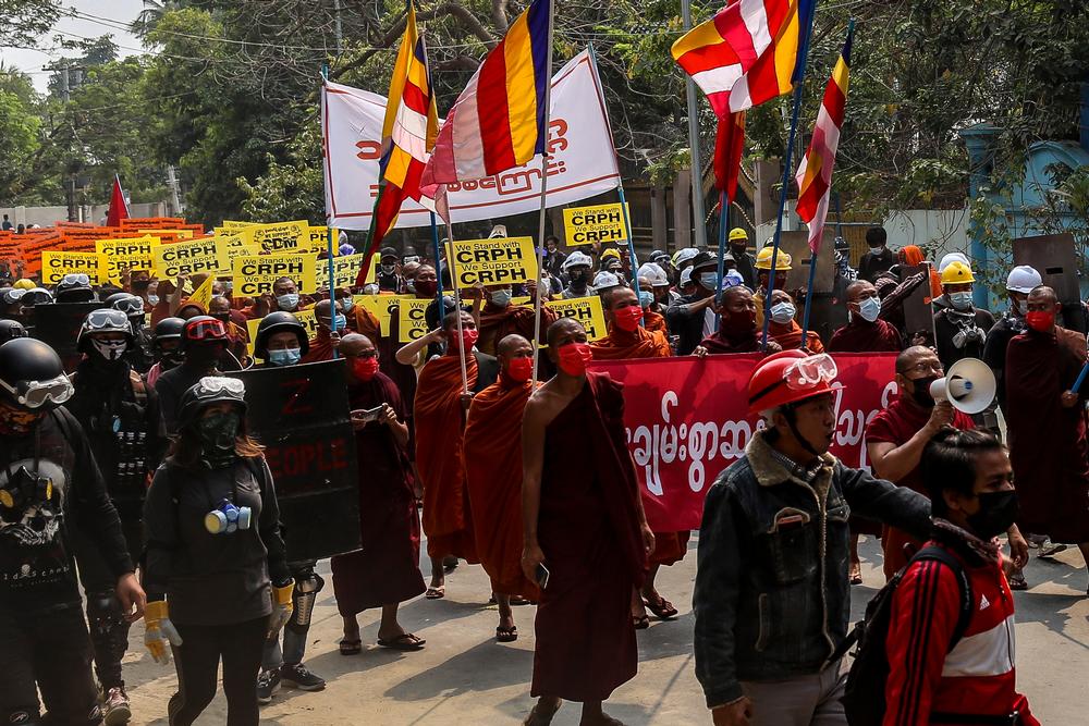 Protest against military coup in Mandalay