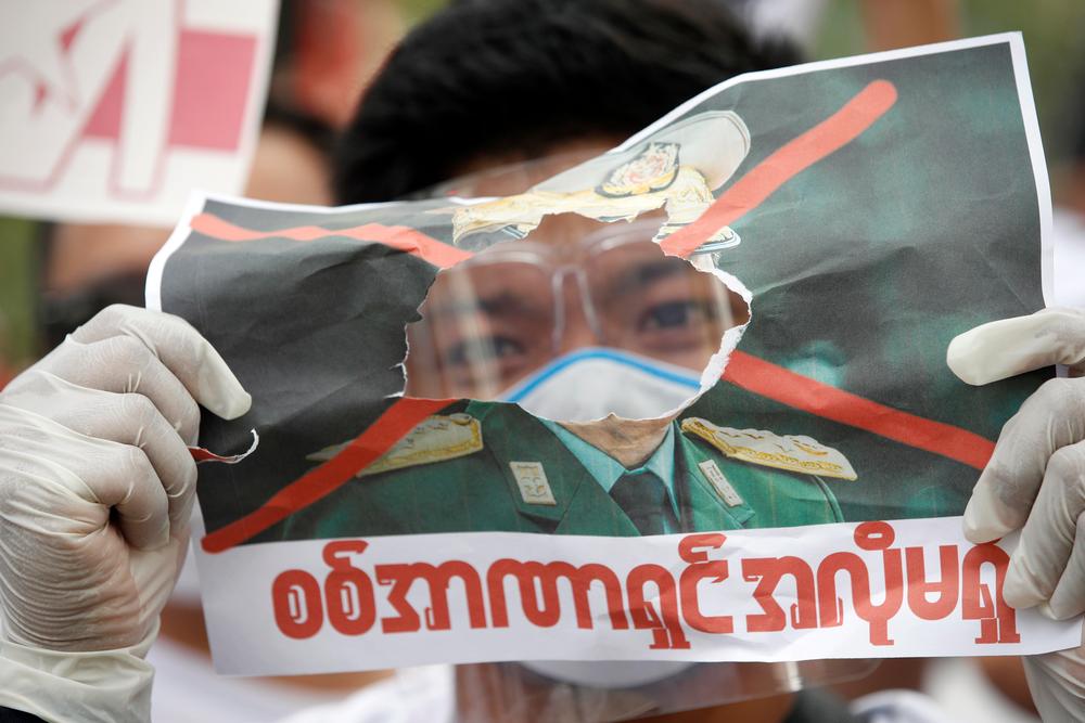 Protest against the Myanmar military coup in Bangkok