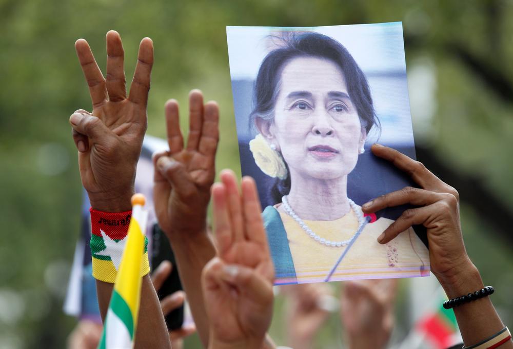 Protest against the Myanmar military coup in Bangkok  / RUNGROJ YONGRIT