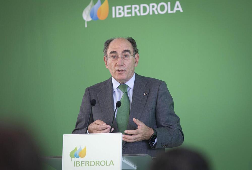  El presidente de Iberdrola, Ignacio Sánchez Galán, durante su intervención en la inauguración de la planta Andévalo de Iberdrola