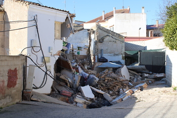 Derrumbe de tres viviendas en la calle Cantón Alto de Tarancón